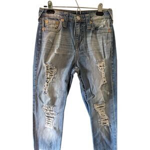 True Religion HW boyfriend distressed vintage jeans size 25
